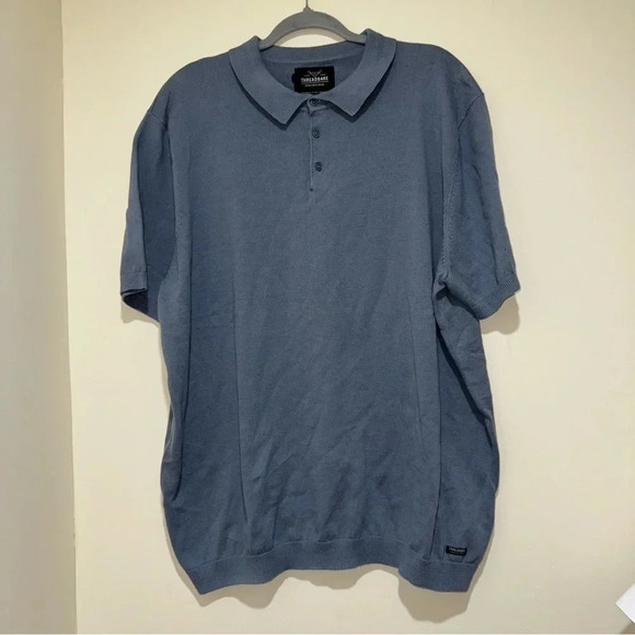 Men’s Threadbare Brand  NWT Casual Blue Cotton Plus Size Polo Shirt Size XXL NEW - Picture 2 of 15